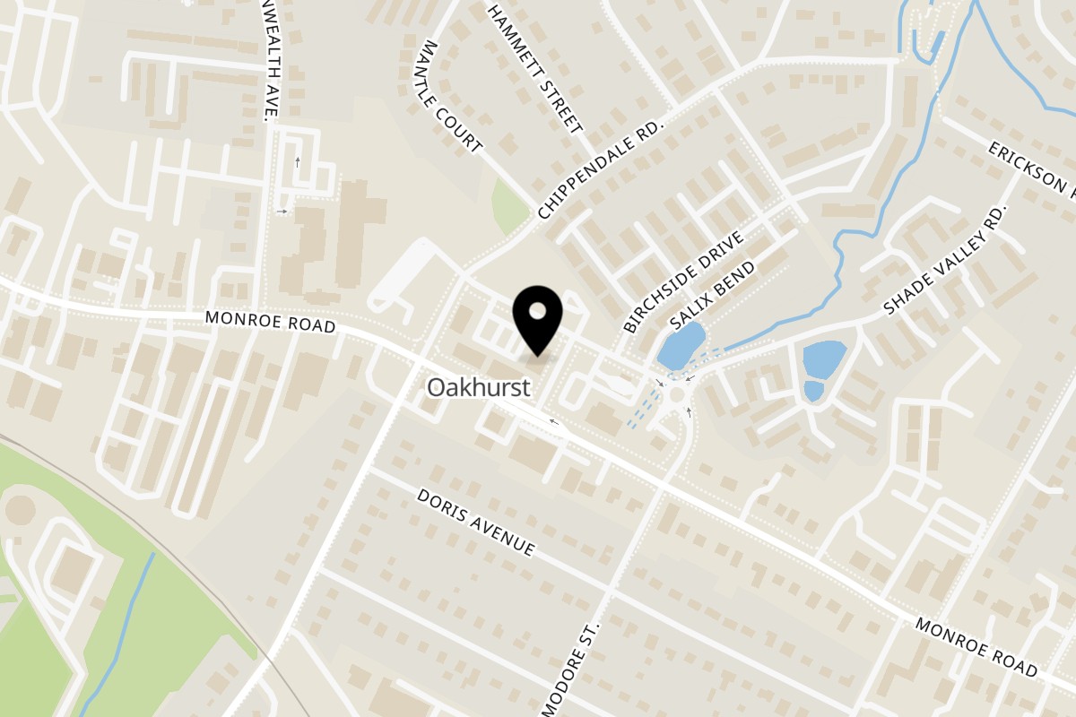 Map showing the location of Big City Slices on 1610 Oakhurst Commons Dr #401 in Charlotte